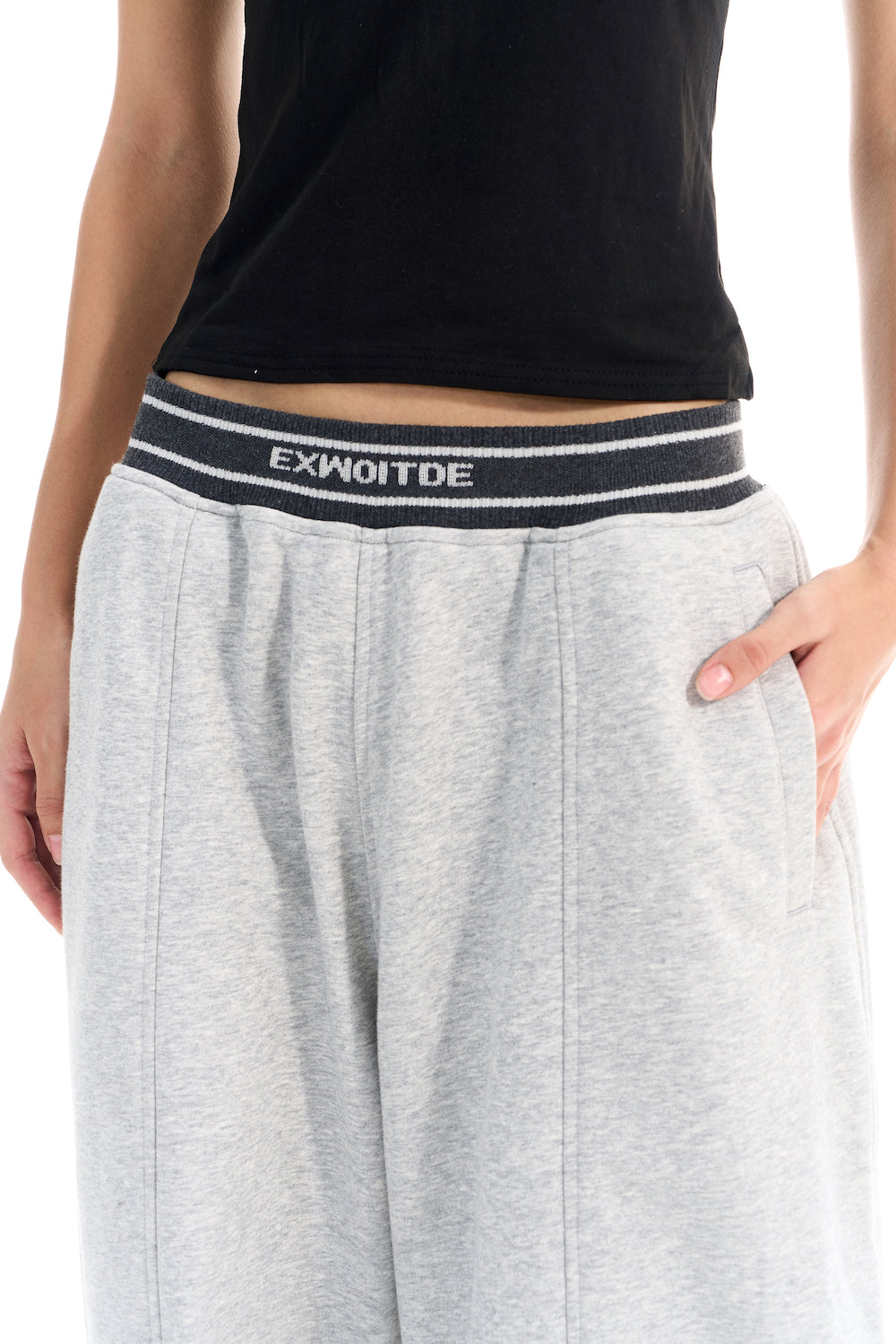 BLIND NO PLAN EXITMODE BY BLINDNOPLAN 25AW Colorblock Ribbed Curved Sports Pants – Wide Leg
