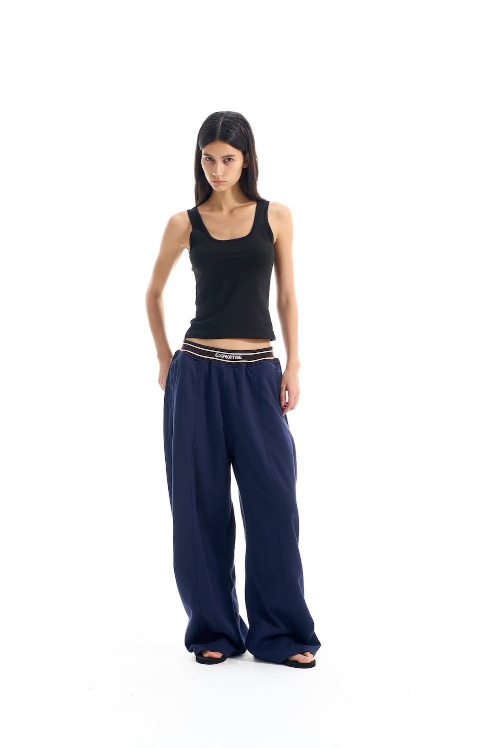 BLIND NO PLAN EXITMODE BY BLINDNOPLAN 25AW Colorblock Ribbed Curved Sports Pants – Wide Leg