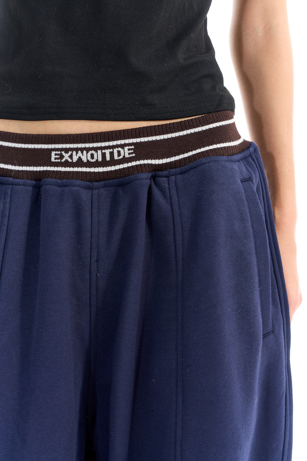 BLIND NO PLAN EXITMODE BY BLINDNOPLAN 25AW Colorblock Ribbed Curved Sports Pants – Wide Leg