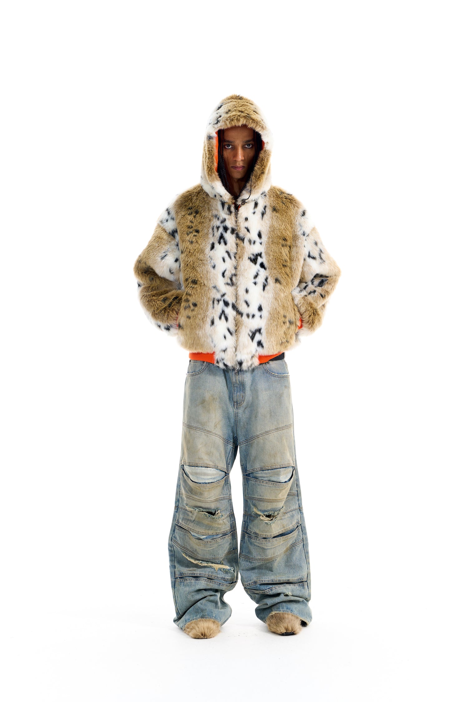 BLIND NO PLAN EXITMODE BY BLINDNOPLAN 25AW Reversible Plush Winter Jacket – Leopard Print