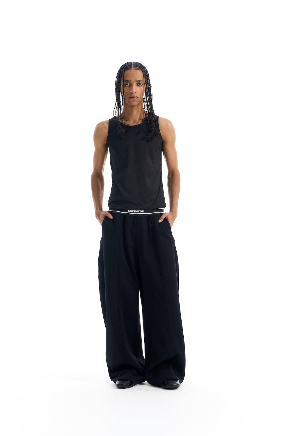 BLIND NO PLAN EXITMODE BY BLINDNOPLAN 25AW Colorblock Ribbed Curved Sports Pants – Wide Leg