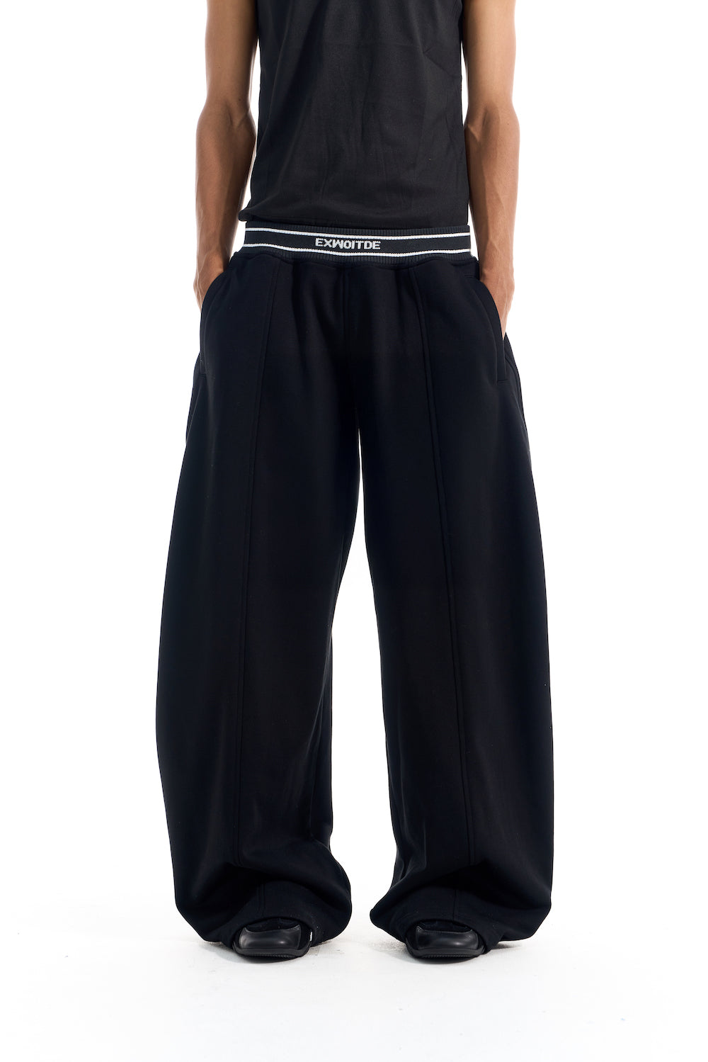 BLIND NO PLAN EXITMODE BY BLINDNOPLAN 25AW Colorblock Ribbed Curved Sports Pants – Wide Leg