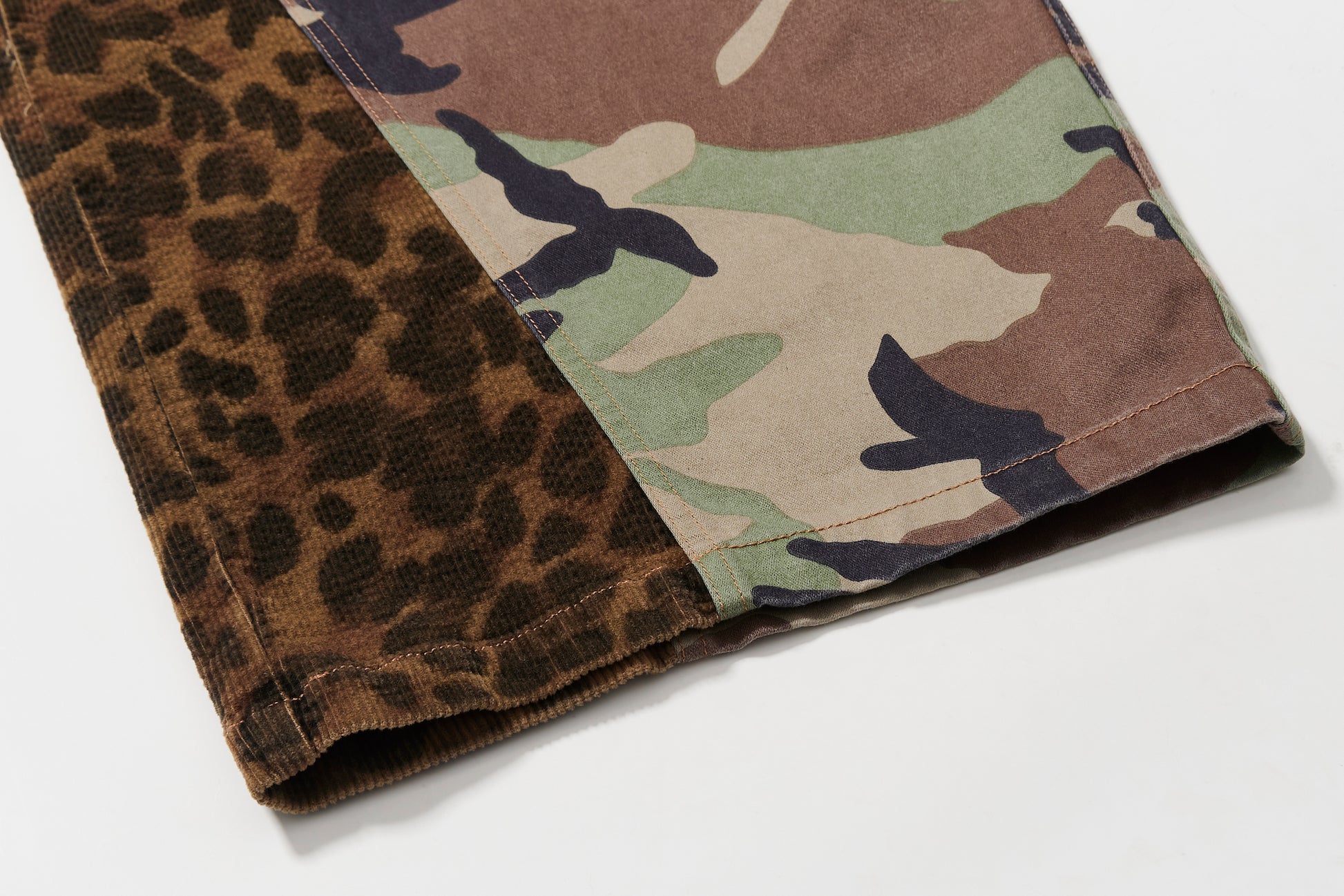 BLIND NO PLAN EXITMODE 26SS Baggy Patchwork Camouflage & Leopard Lumberjack Pants