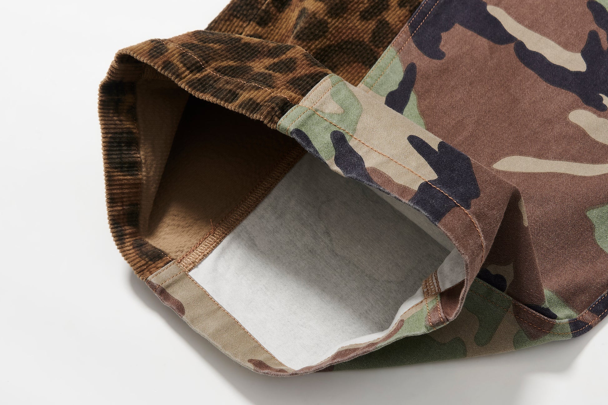 BLIND NO PLAN EXITMODE 26SS Baggy Patchwork Camouflage & Leopard Lumberjack Pants