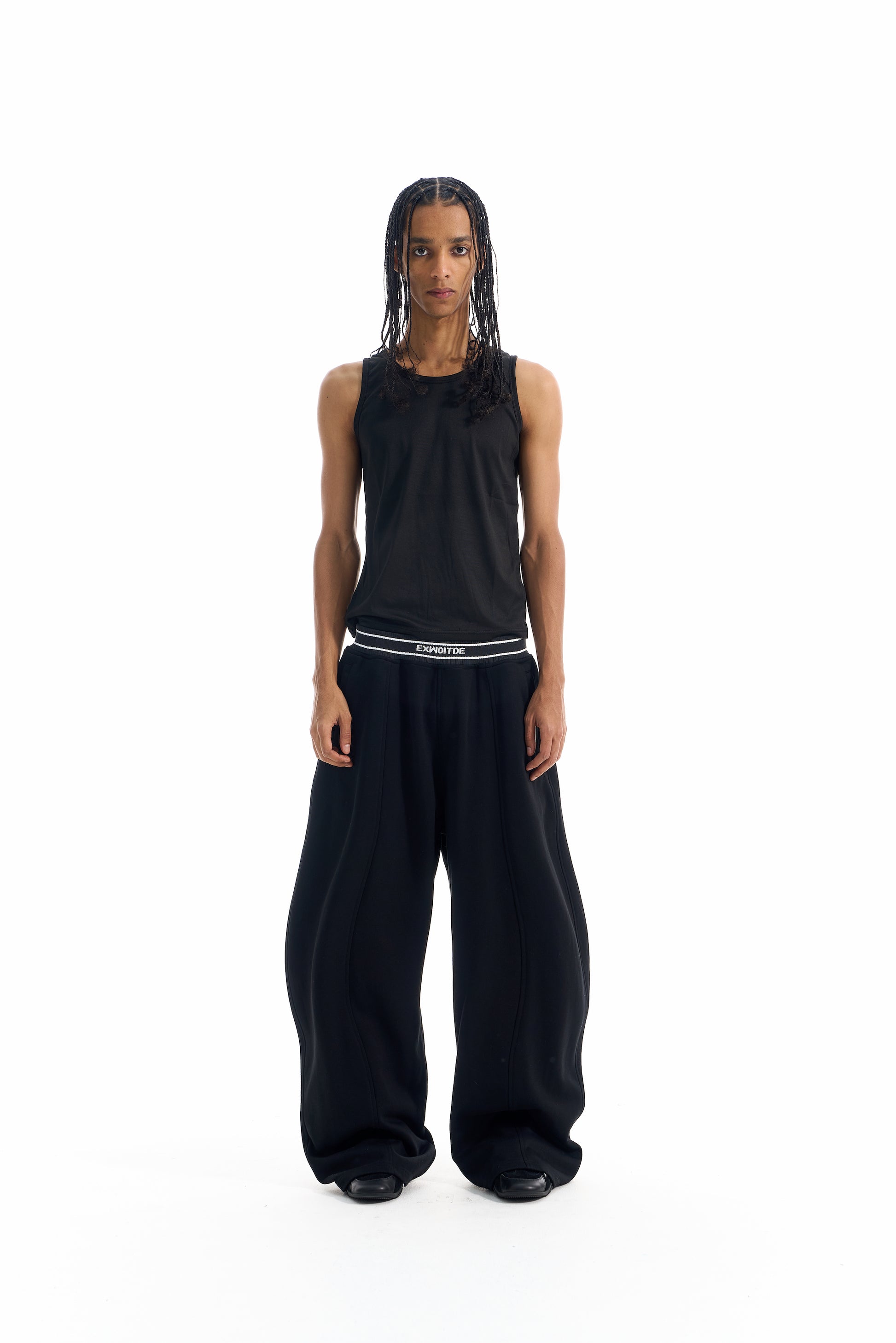 BLIND NO PLAN EXITMODE BY BLINDNOPLAN 25AW Colorblock Ribbed Curved Sports Pants – Wide Leg