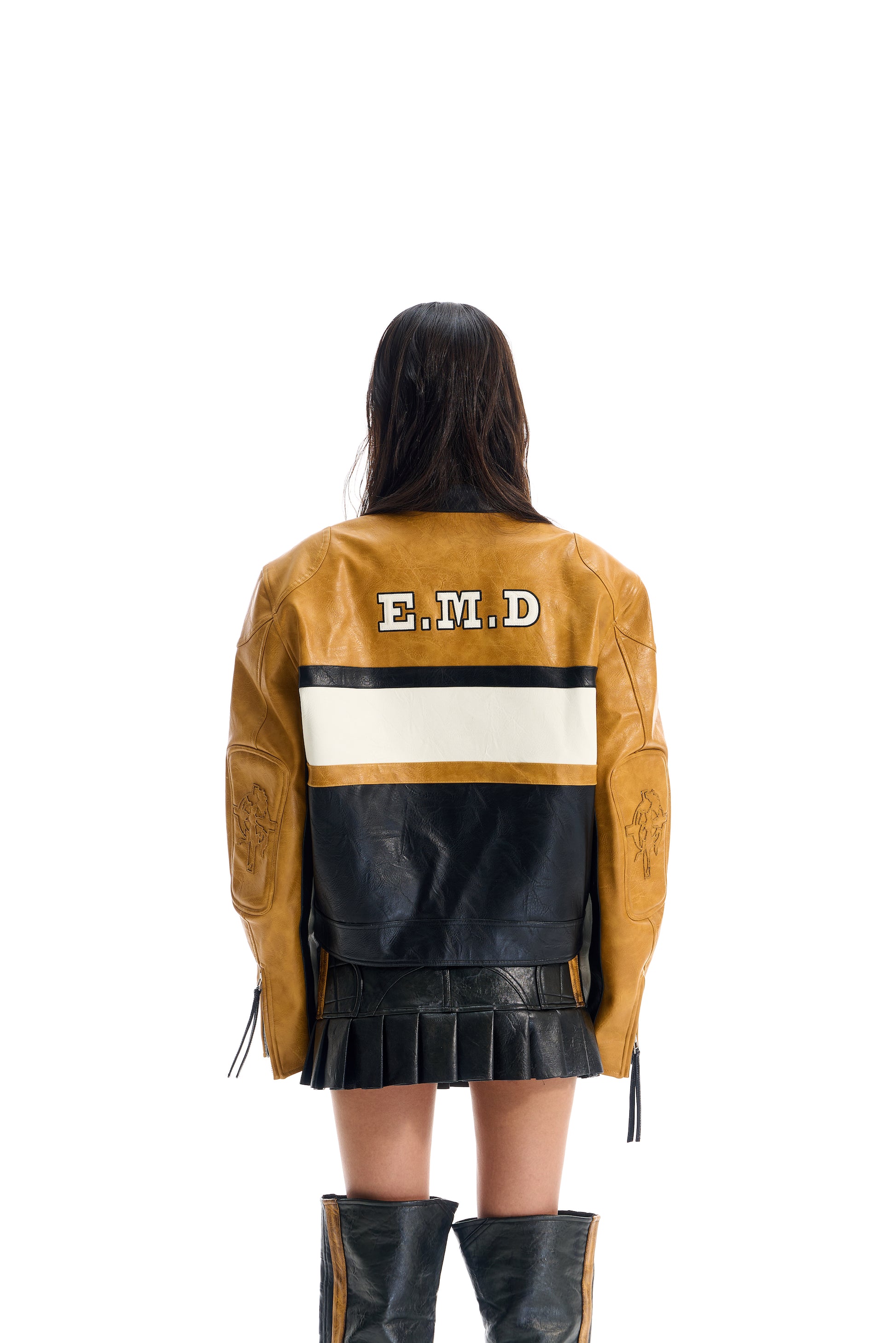 BLIND NO PLAN EXITMODE BY BLINDNOPLAN 25AW Colorblock Short Leather Sports Jacket