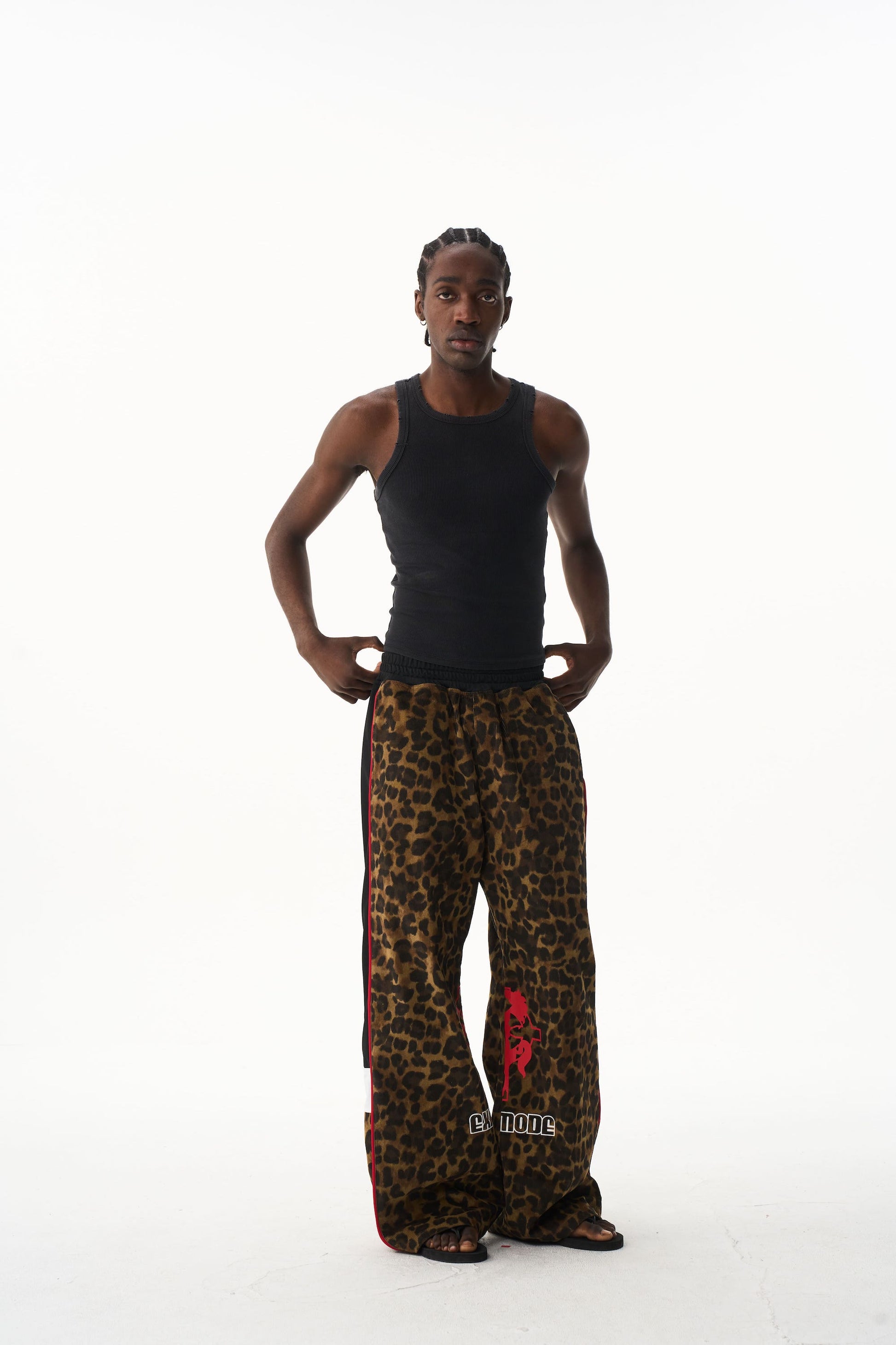 BLIND NO PLAN EXITMODE 26SS Retro Leopard Print Casual Straight Baggy Pants