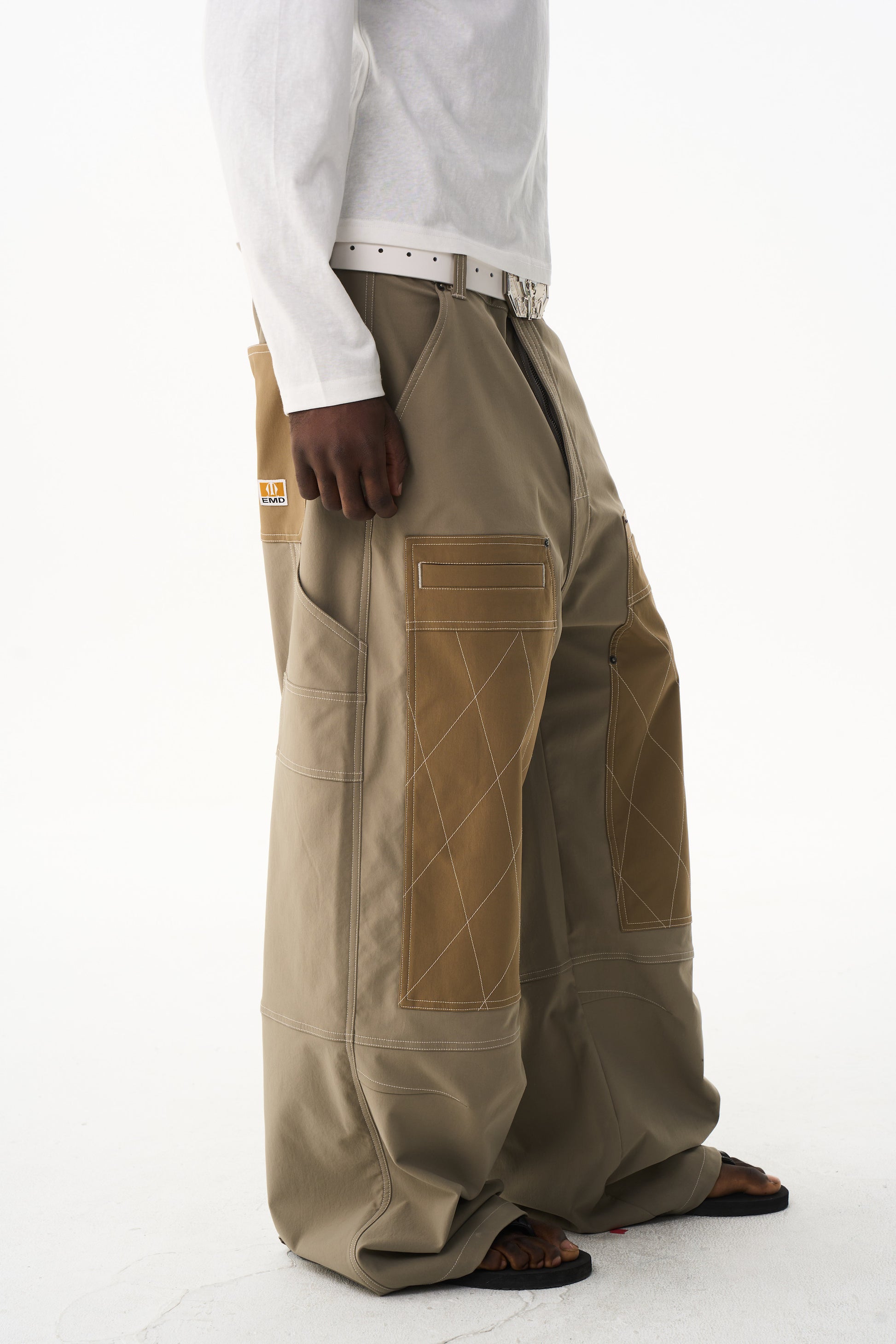 BLIND NO PLAN EXITMODE 26SS Color-Block Quilted Lumber Pants