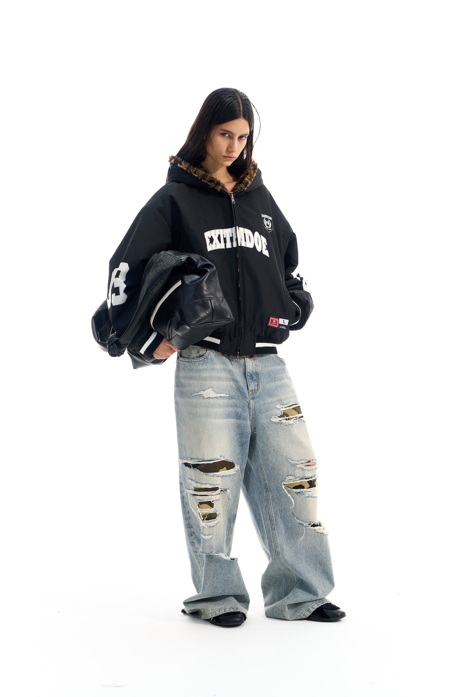 BLIND NO PLAN EXITMODE BY BLINDNOPLAN 25AW Reversible Plush Winter Jacket – Leopard Print