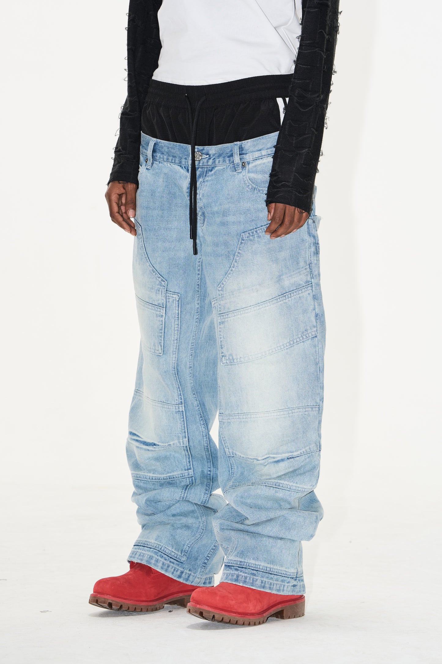 EXTMODE BY BLINDNOPLAN 25SS TWO-waisted sports lumber jeans