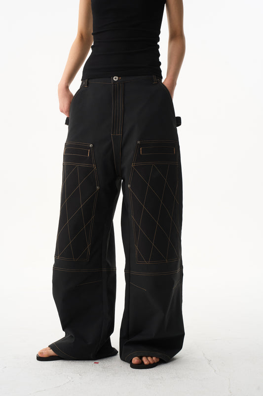 BLIND NO PLAN EXITMODE 26SS Color-Block Quilted Lumber Pants