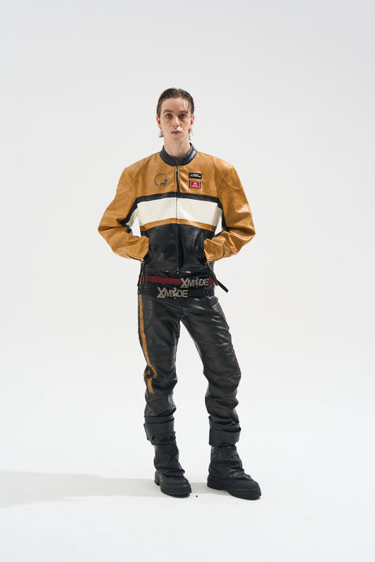 BLIND NO PLAN EXITMODE BY BLINDNOPLAN 25AW Colorblock Short Leather Sports Jacket